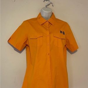 Harley Davidson Motorcycles woman  Orange Shirt Size S